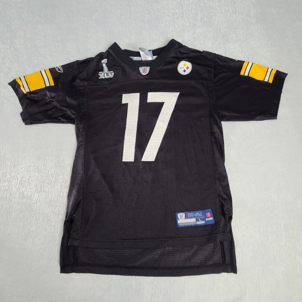 Reebok NFL Mike Wallace Jersey #17 SuperBowl XLV Pittsburgh Steelers youth 14/16 - Picture 2 of 6